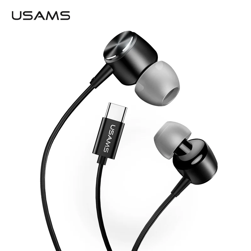 USAMS type C наушники USB гарнитура Металлические Наушники вкладыши Тип c для samsung huawei