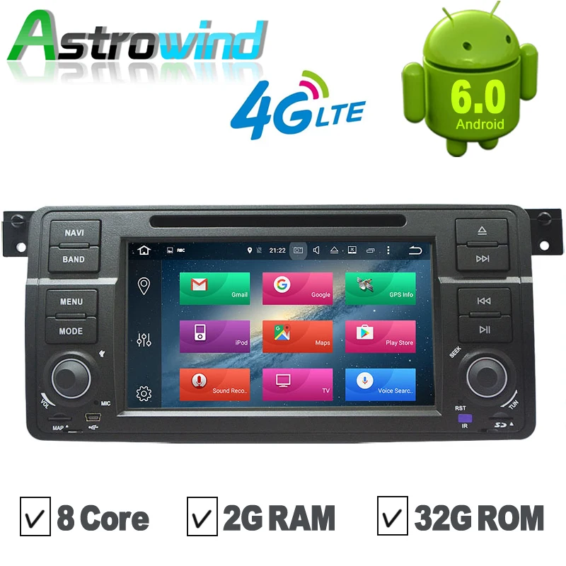 

8 Core,2G RAM,32G ROM,Android 6.0 Car DVD Player Auto Radio GPS Navigation System Media Stereo For BMW M3, For BMW 3 Series E46