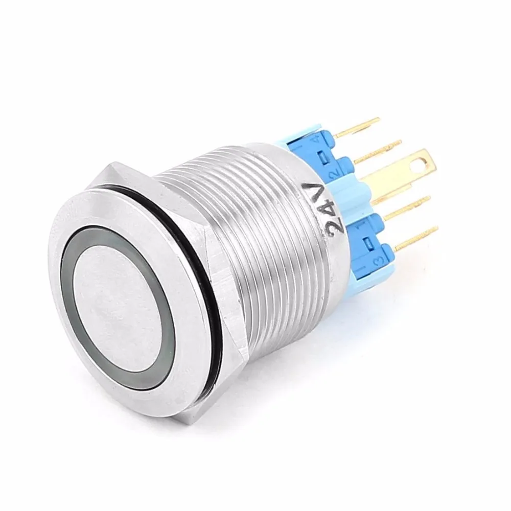 24V 12V 220V 18mm Green Red and blue white LED Light 22mm Thread Dia Latching Push Button Switch