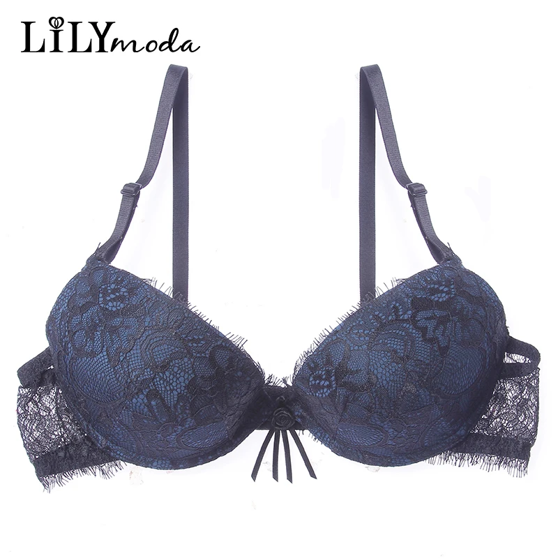 

2018 Sexy Bra Romantic Eyelash LaceFor Women Underwire Push Up 3/4 Cup Brassiere Lingerie Female Ladies Underwear Comfortable