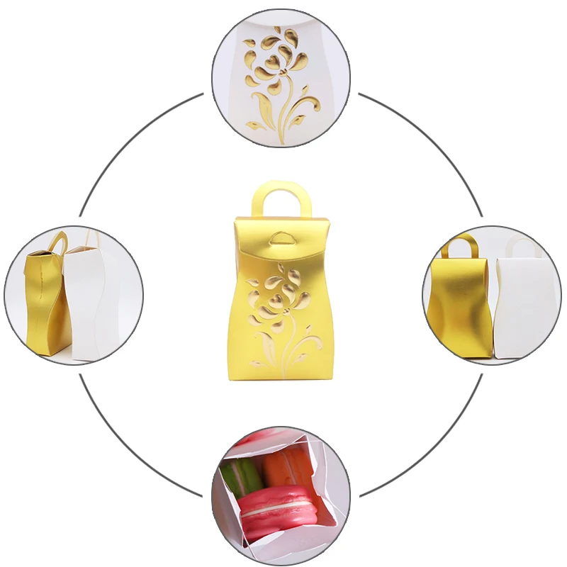 25pcs White/Golden Wedding Candy Box Gift Bag Gifts for Guests Decoration Paper Party Supplies | Дом и сад
