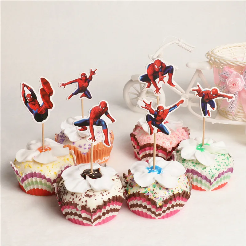 cake topper 24pcs 29*40 см Рисунок человека-паука, тематическая бумага Pinata для детей, детские вечерние игрушки для игр, декор для дня рождения, подарочные пакеты с днем рождения pinata - Цвет: cake topper 24pcs