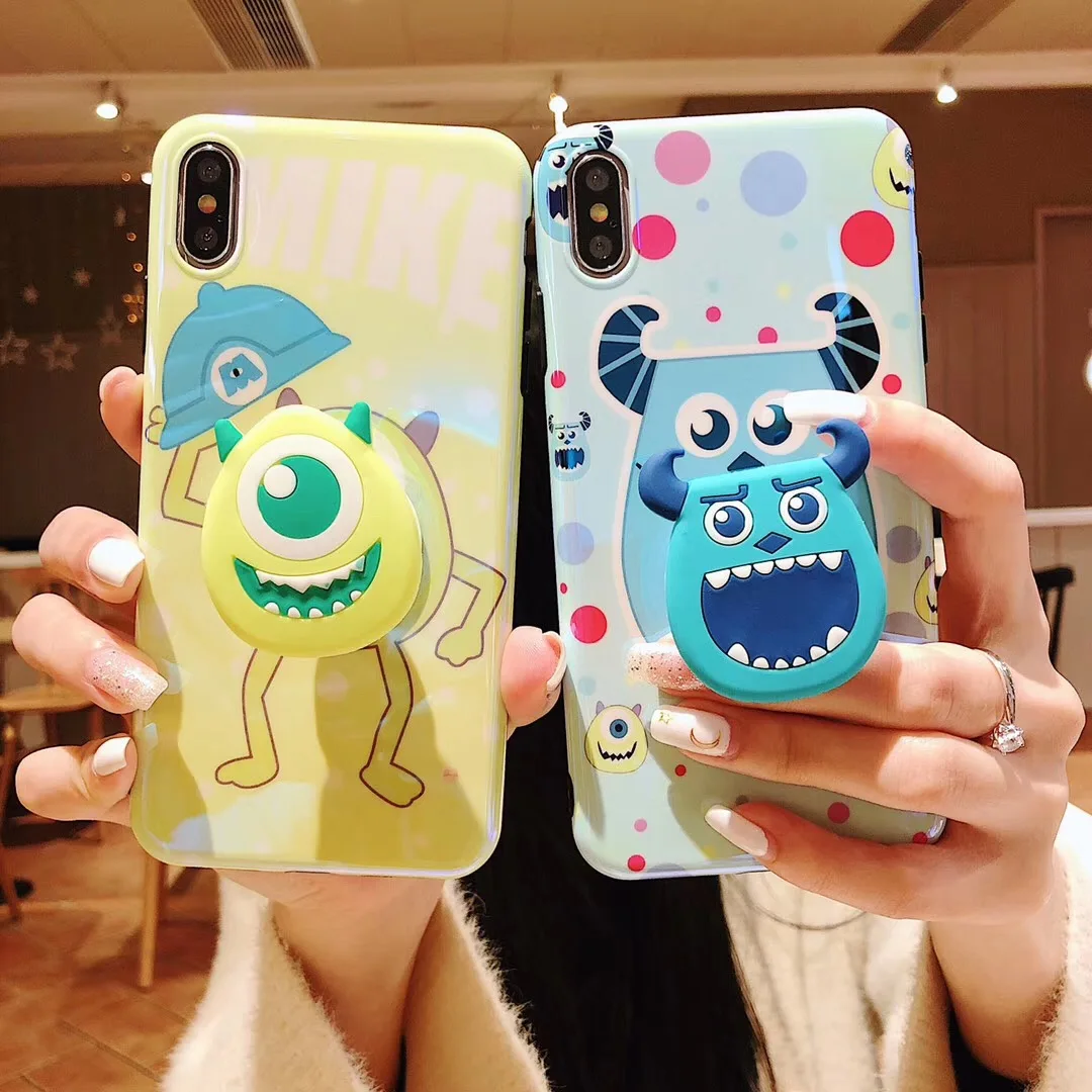 Cute Cartoon Blu-ray Big-eyed Monsters phone case cover for iphone 7 8 6 S 6s plus X XS MAX XR Mirror stand toy doll |