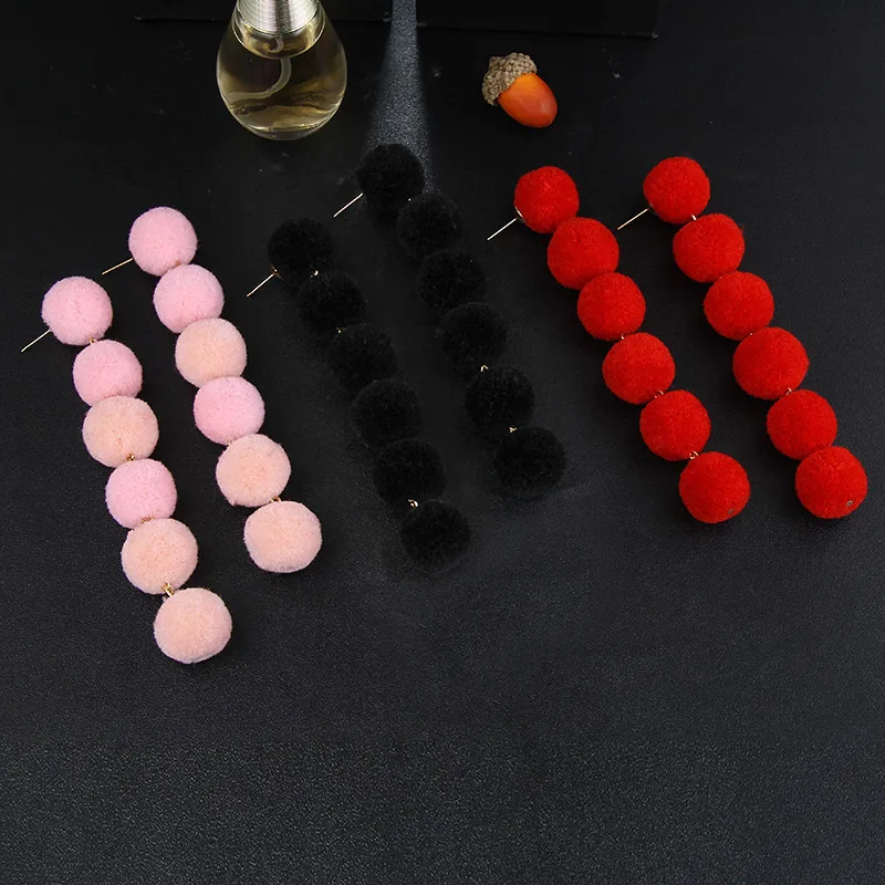 Горячая продажа Хлопок мяч удобные дешевые модные Висячие серьги для женщин