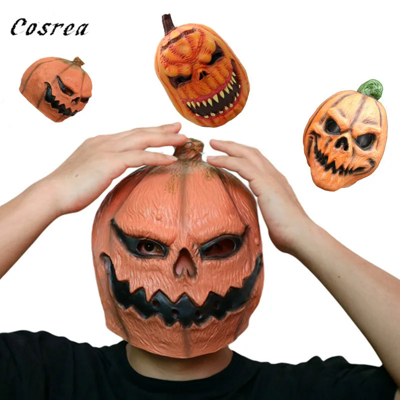 

Halloween Terror Pumpkin Mask Cosplay Costume Halloween Scary Horrible Latex Masks Props Carnival Party Costumes Adult Men Woman
