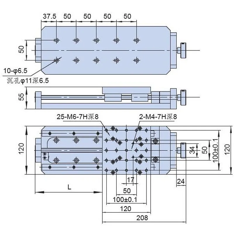 ST101ML150H высокая точность ручной перевод X axis слайд стол двухосевой ход: 150 мм|Детали