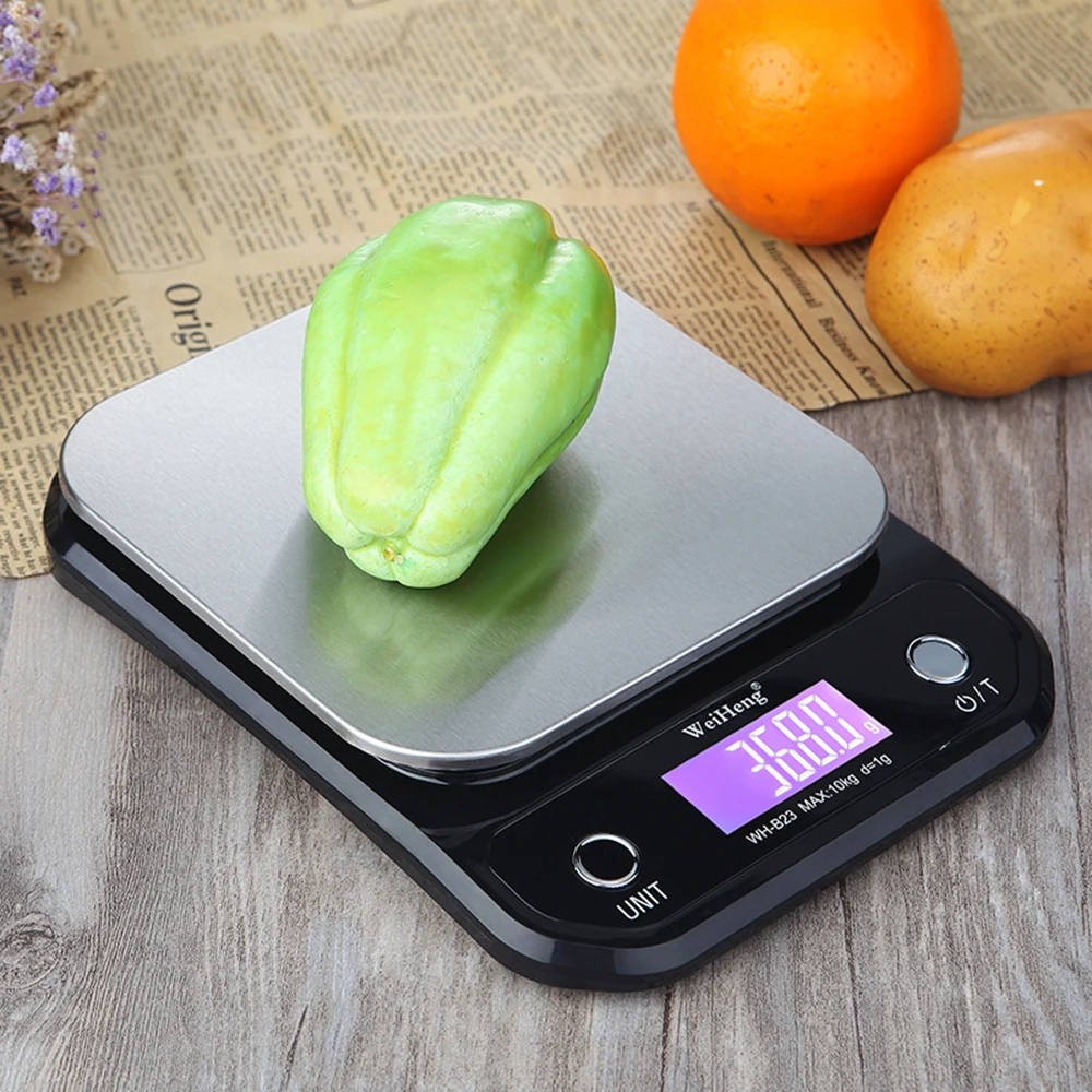 

Цифровые кухонные весы WeiHeng, электронный прибор для измерения веса, 10 кг/1 г, из нержавеющей стали, измерительные весы
