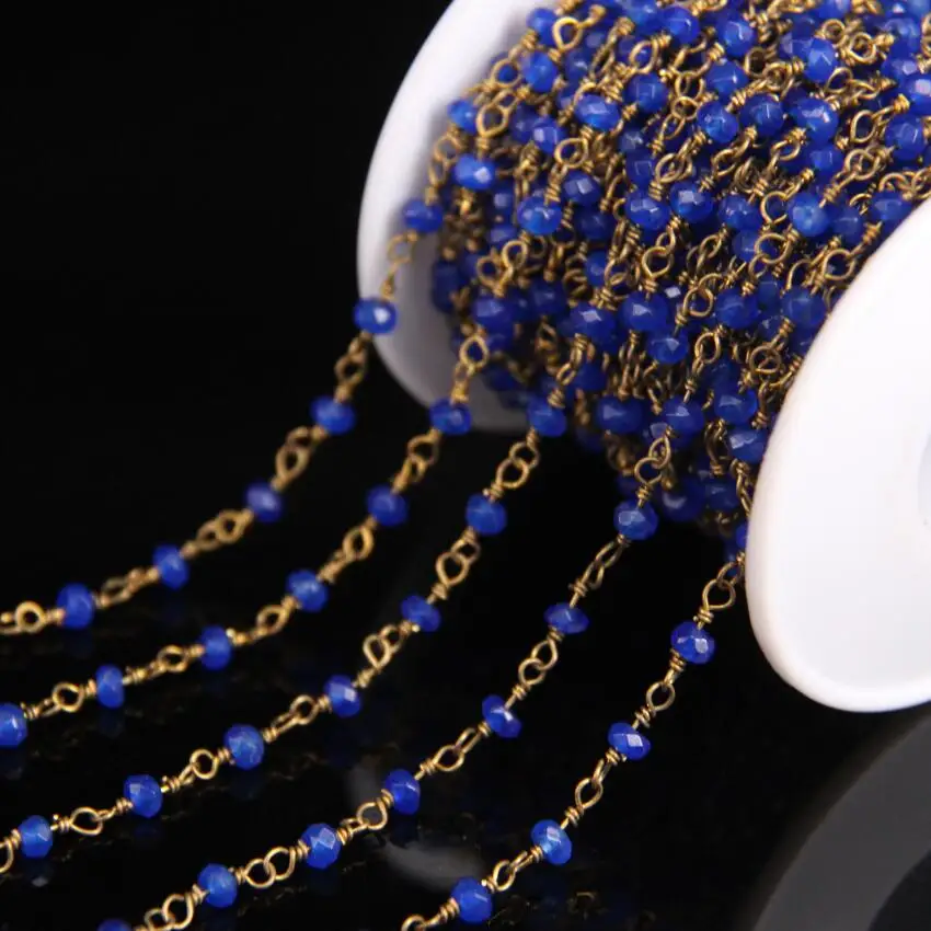 

Lapis синий цвет Малайзия Jades Розария цепь, 2x4 мм Jaspers граненый Rondelle Abacus бусины латунь цепь, браслет ожерелье ювелирные изделия