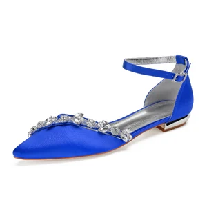 Royal blue Creativesugar/женские туфли на плоской подошве с острым носком; вечерние модельные туфли с ремешком на щиколотке; туфли на плоской подошве для свадебной вечеринки, выпускного бала - Color: Royal blue