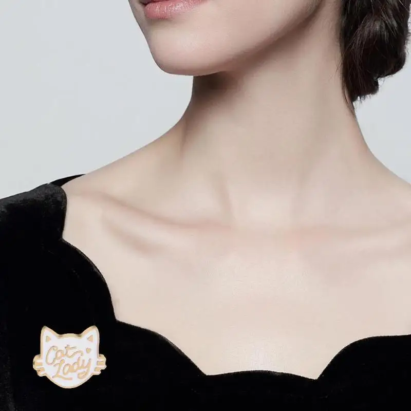 Эмалированная булавка в виде кошки котенка значок для пальто Модная бижутерия