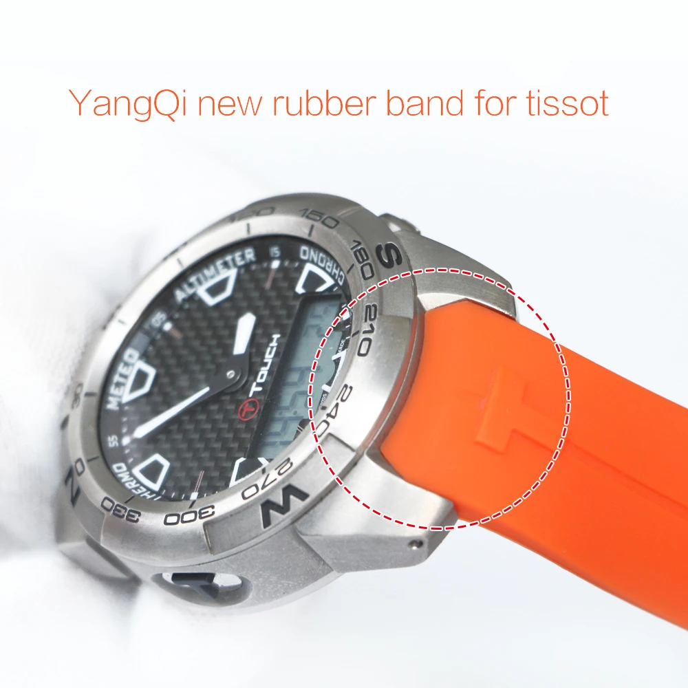 Силиконовые ремешки для часов 20 мм 21 мм для Tissot T013 T047 резиновый оранжевый ремешок T-Sport ремешок водонепроницаемый T013420A T047420A
