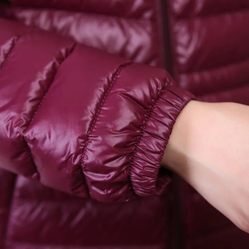 

Spring Women Coat Plus Size 6XL Warm Down Jacket Women Korean Slim Hooded Thin light Middle-aged Casual Duck Down Coat