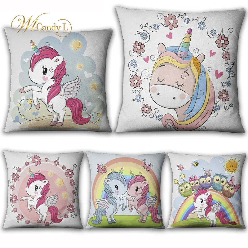 WL Candy L Милая Подушка Единорог наволочка 45*45 домашняя декоративная Радуга лошадь