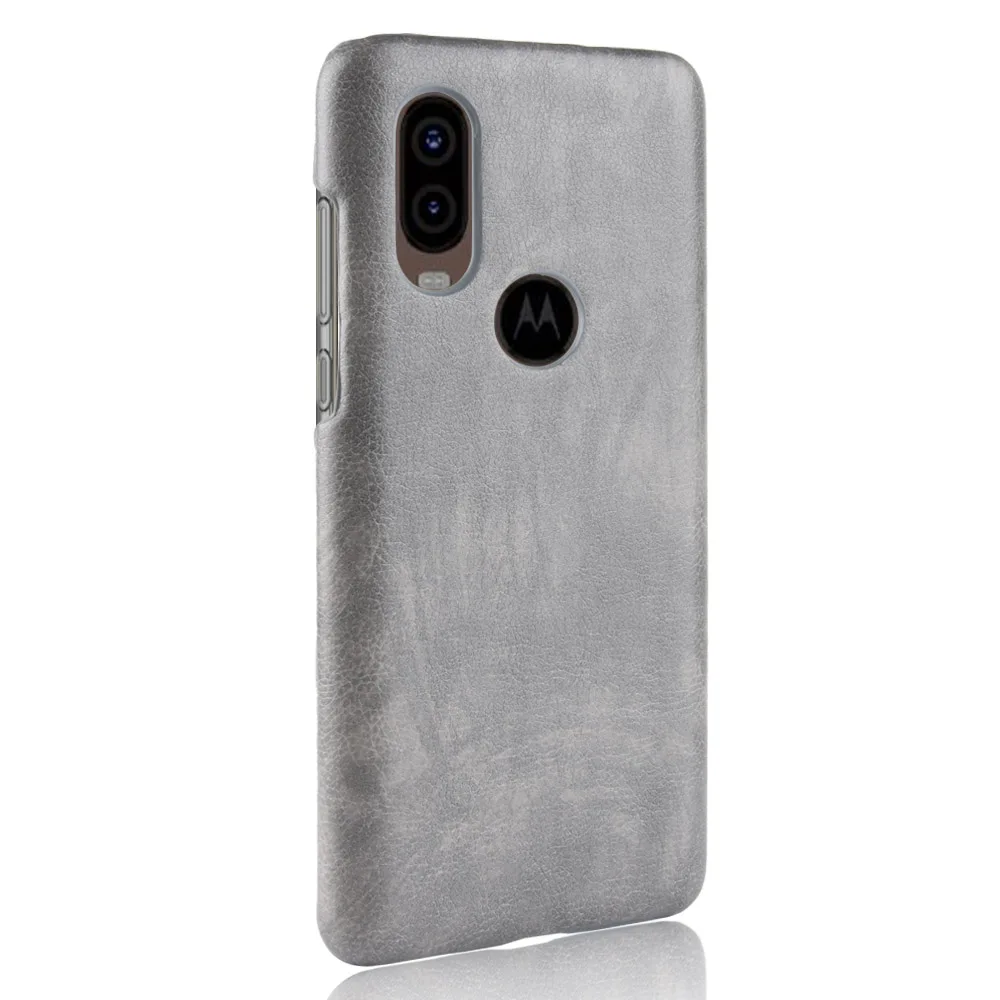 Чехол для Motorola One Vision ретро чехол из искусственной кожи с узором Личи Жесткий