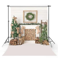 christmas tree fireplace backdrop wreath photography backdrop for picture photo studio backgrounds props