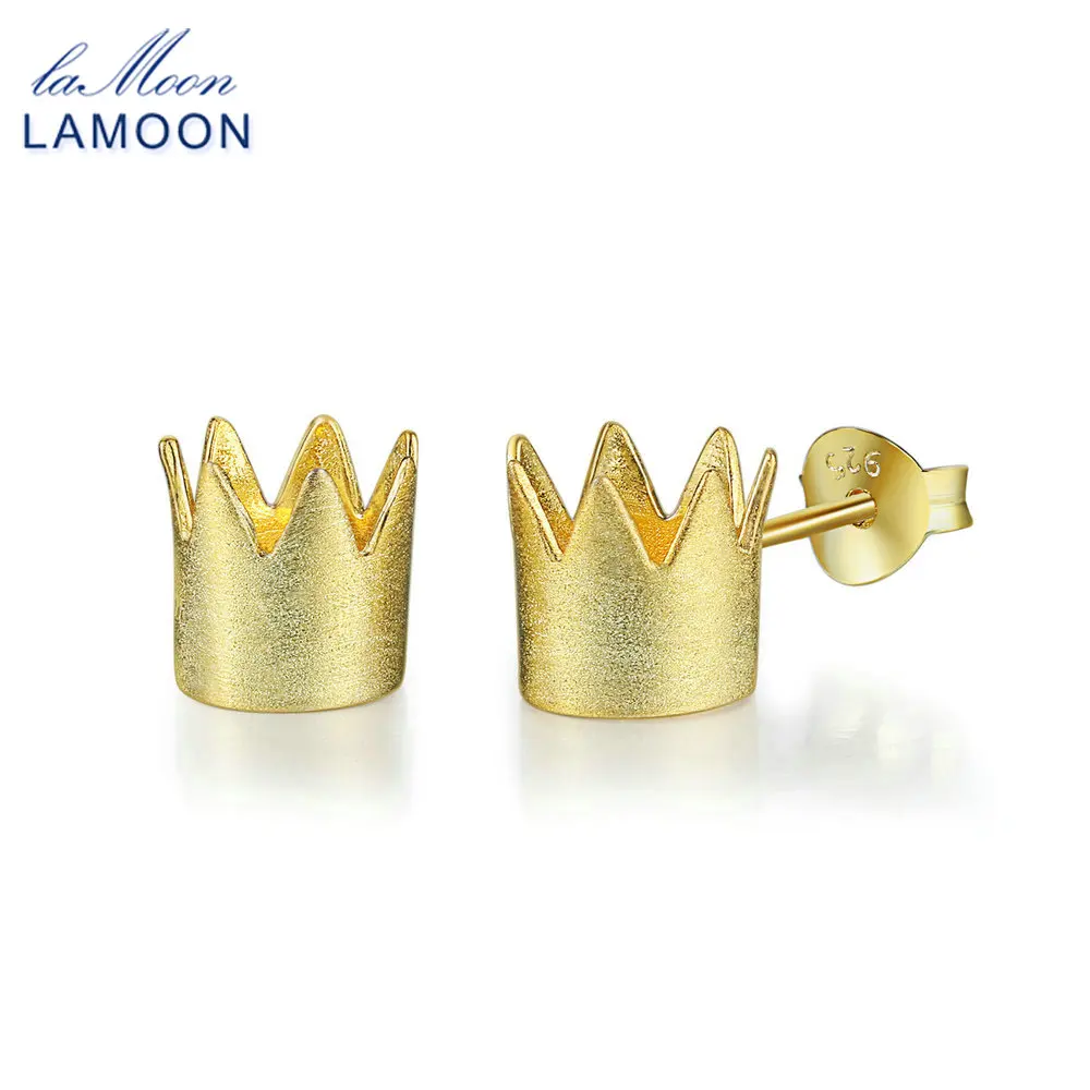Женские серьги гвоздики в форме короны LAMOON серебро 925 пробы ювелирное изделие