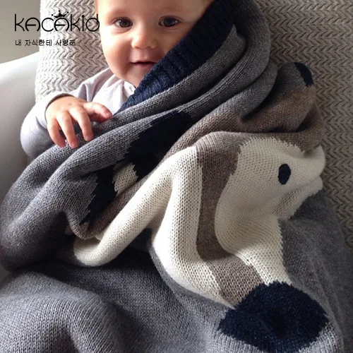 

Newborn Breathable Baby Blankets Fox Rabbit Knitted Cartoon Baby Swaddle Bath Towels Kid Soft Wrap Throw Blanket 120*80CM ka5091