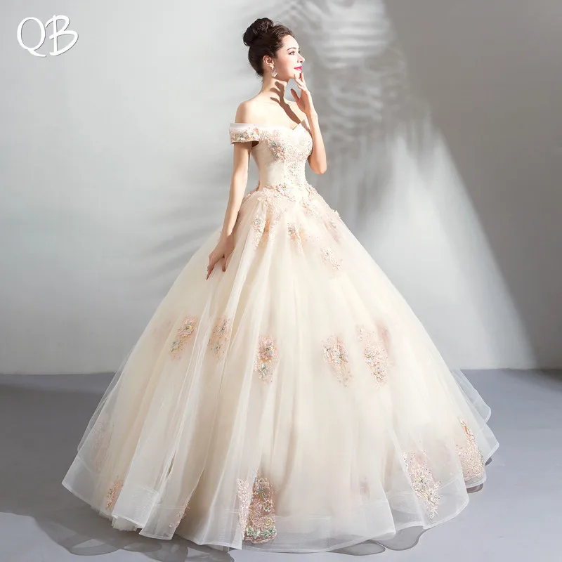 Empire Fluffy Cap Sleeve Tulle Lace Beading Flowers Luxury Wedding Dress 2019 New Fashion Bridal Dresses Gowns WE31 | Свадьбы и