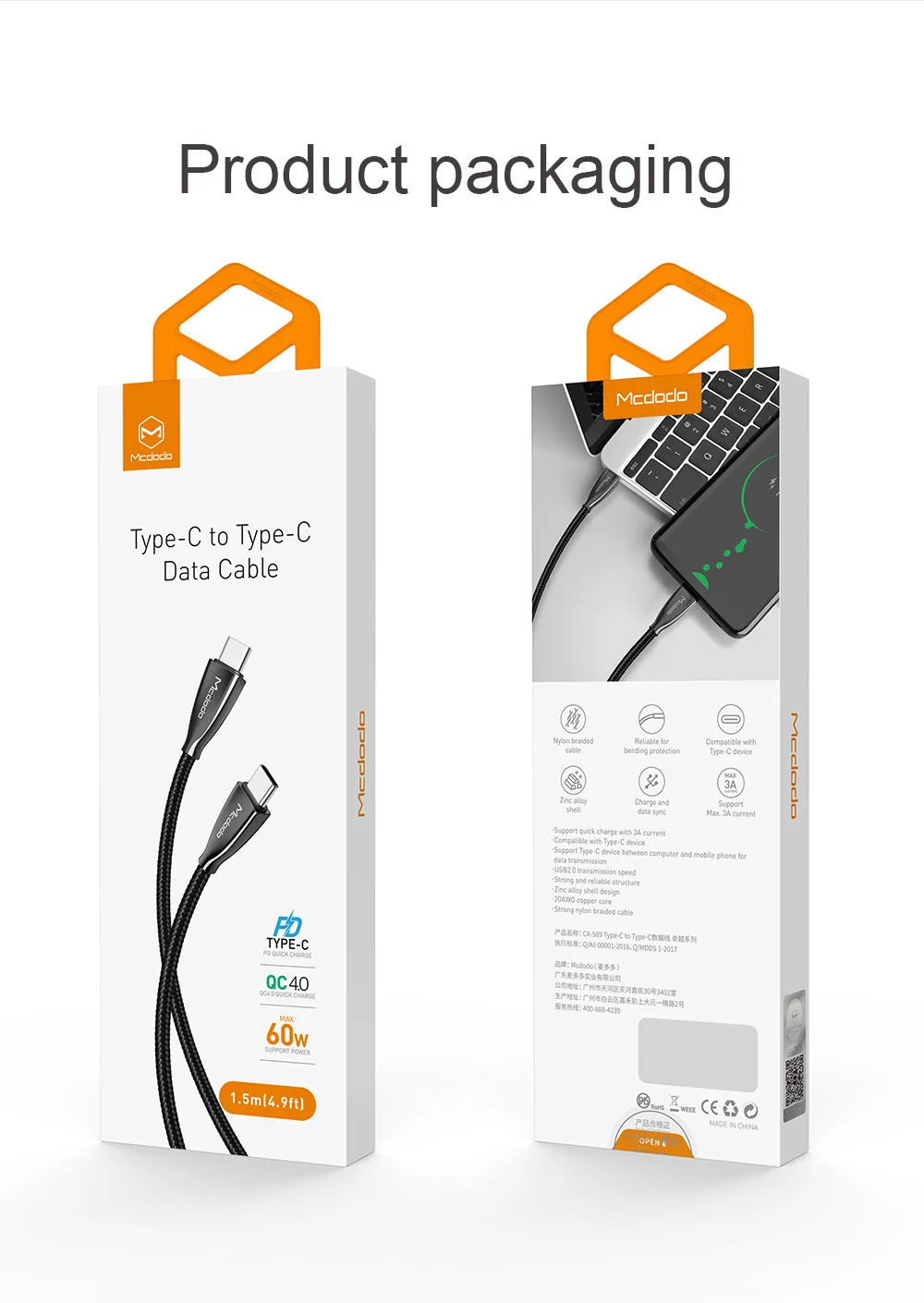 Mcdodo 60 Вт Тип usb C MacBook USB C кабель для samsung Galaxy S9 S8 PD QC4.0 3A Быстрая зарядка для huawei OPPO Тип передавать данные и зарядные устройства