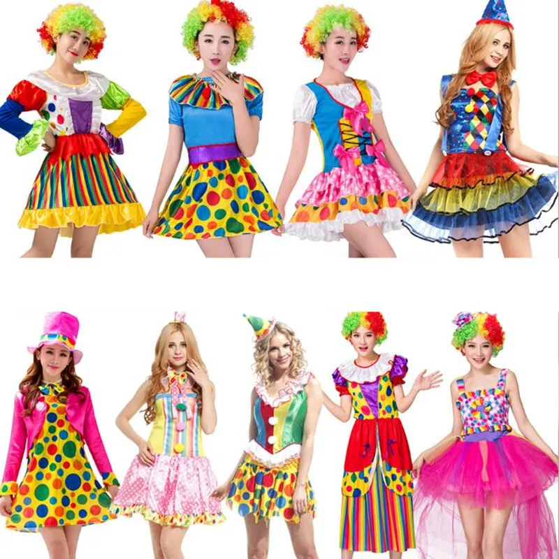 Adults Clown Costume Amusement Park Circus Performance Costumes Men Women Carnival Party Decor Purim Halloween |