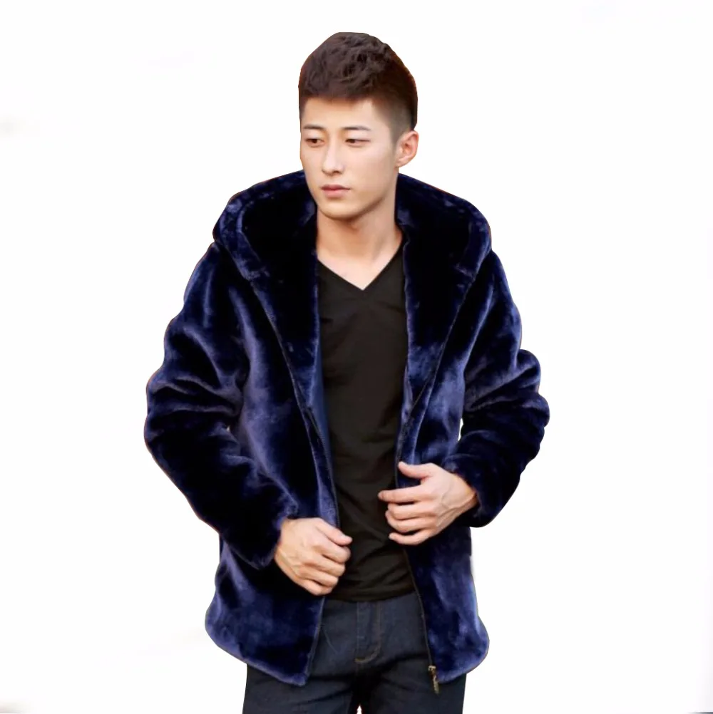 Мужская короткая шуба из искусственного меха теплая приталенная Шуба с