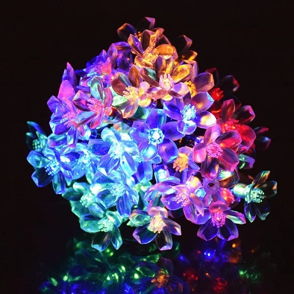 Colorful Праздничные солнечные гирлянды для украшения сада, персиковый цвет, подвесной светодиодный светильник на солнечных батареях, наружное рождественское праздничное освещение, 7 м - Испускаемый цвет: Colorful