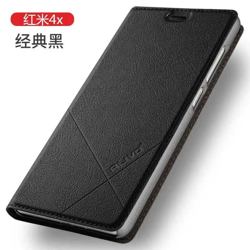 alivo фирменный для Xiaomi Redmi 4X Чехол, роскошный Fundas кожаный чехол с откидной крышкой с функцией подставки чехол для Xiaomi Redmi 4X5," дюймовый чехол для телефона - Цвет: Black