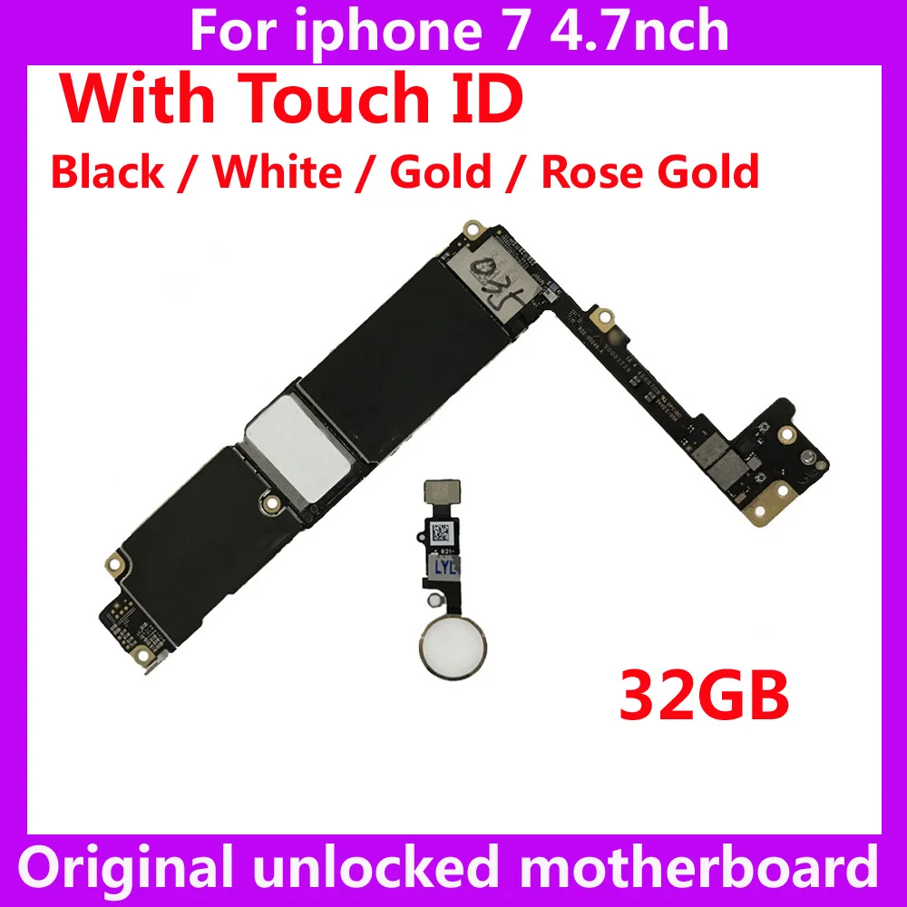 Оригинальная материнская плата отпечатков пальцев для iphone 7 32 ГБ