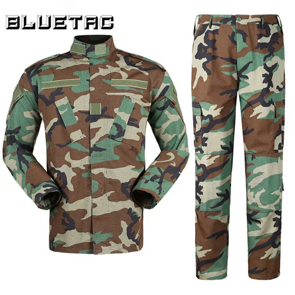 Wooland Camo Военный камуфляж тактический костюм для мужчин охотничья Боевая полевая Униформа куртка рубашка и брюки с поясом Для Стрельбы Охота Военная игра армия - Цвет: Wooland Camo