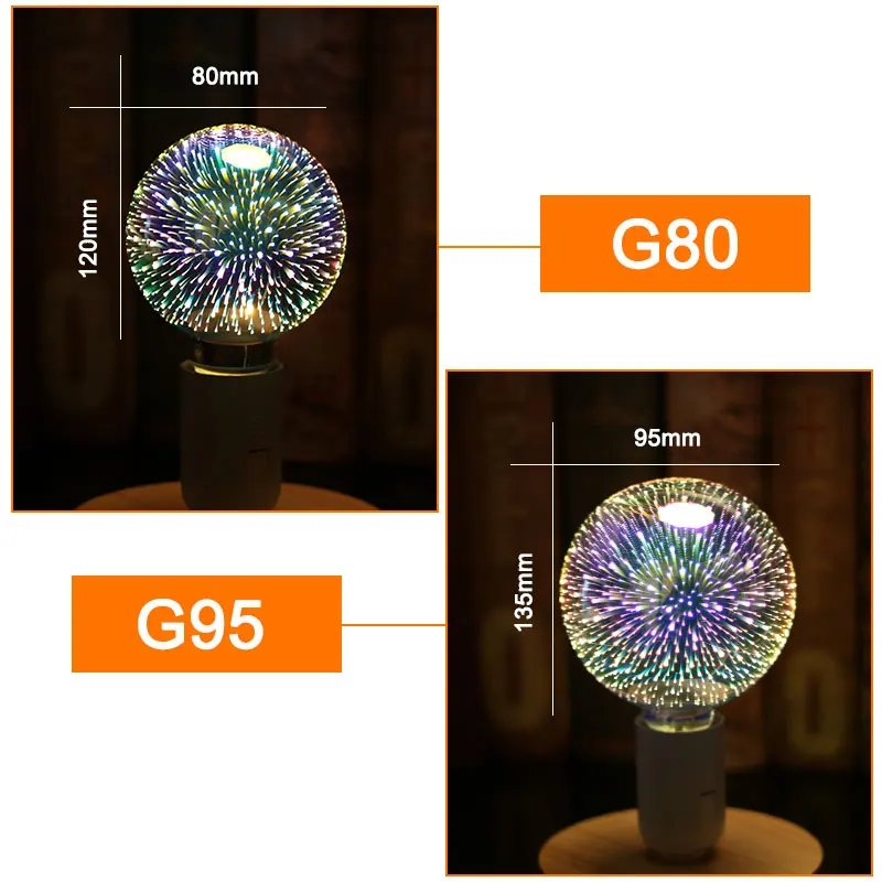 Вечерние ничная Светодиодная лампа Эдисона с 3D звездами 220 В посеребренное