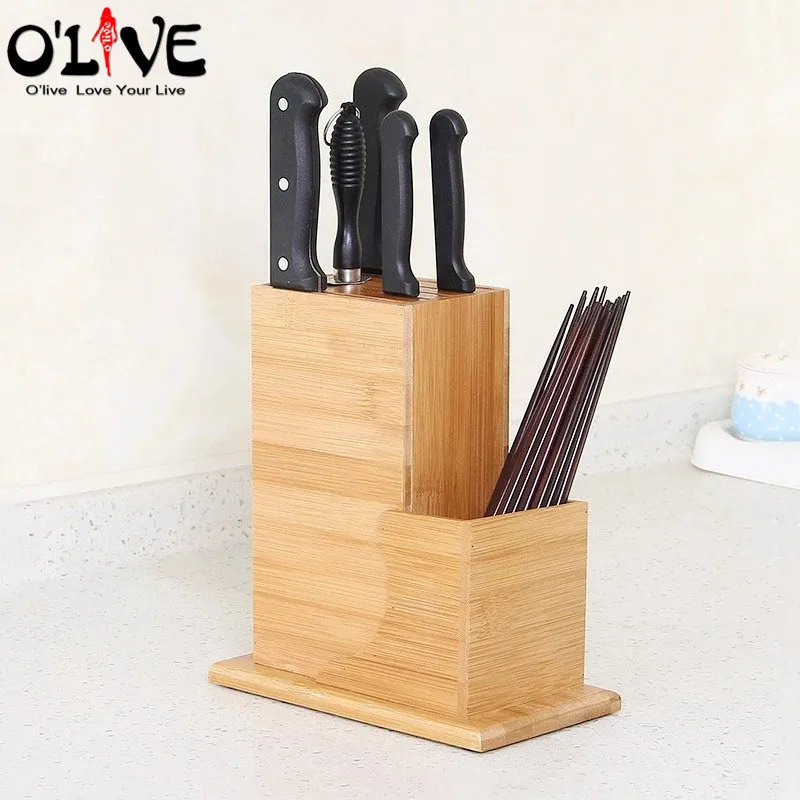 Vertical Style Подставка-держатель для ножей из бамбукового дерева, блок для ножей, поддержка кухонных ножей, полка для хранения, органайзер, кухонные инструменты, Прямая поставка - Цвет: Vertical Style