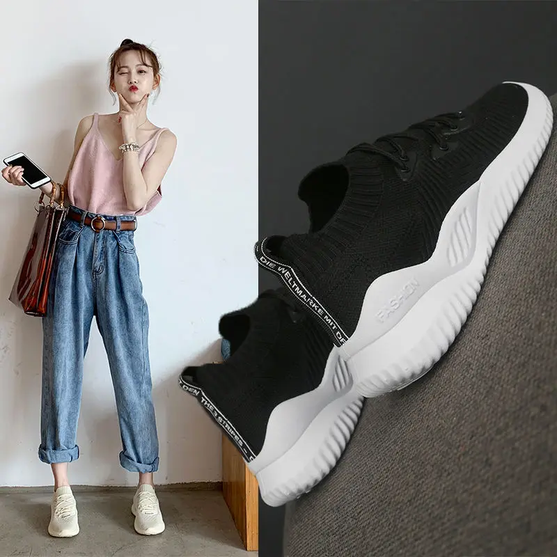 Новые весенние кокосовые туфли Ins Женские Дышащие вязаные корейские студенты |