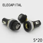 Держатели предохранителей 5 шт.лот 5*20 мм, стеклянные держатели предохранителей 5x20, черная страховочная трубка, держатель предохранителя для страховочной панели 5*20