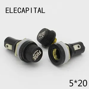 Держатели предохранителей 5 шт.лот 5*20 мм, стеклянные держатели предохранителей 5x20, черная страховочная трубка, держатель предохранителя для страховочной панели 5*20