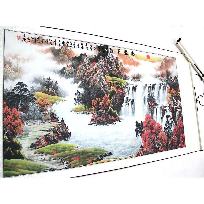 Китайская живопись каллиграфия и живопись/Пейзаж/живопись в гостиной/видео фэн