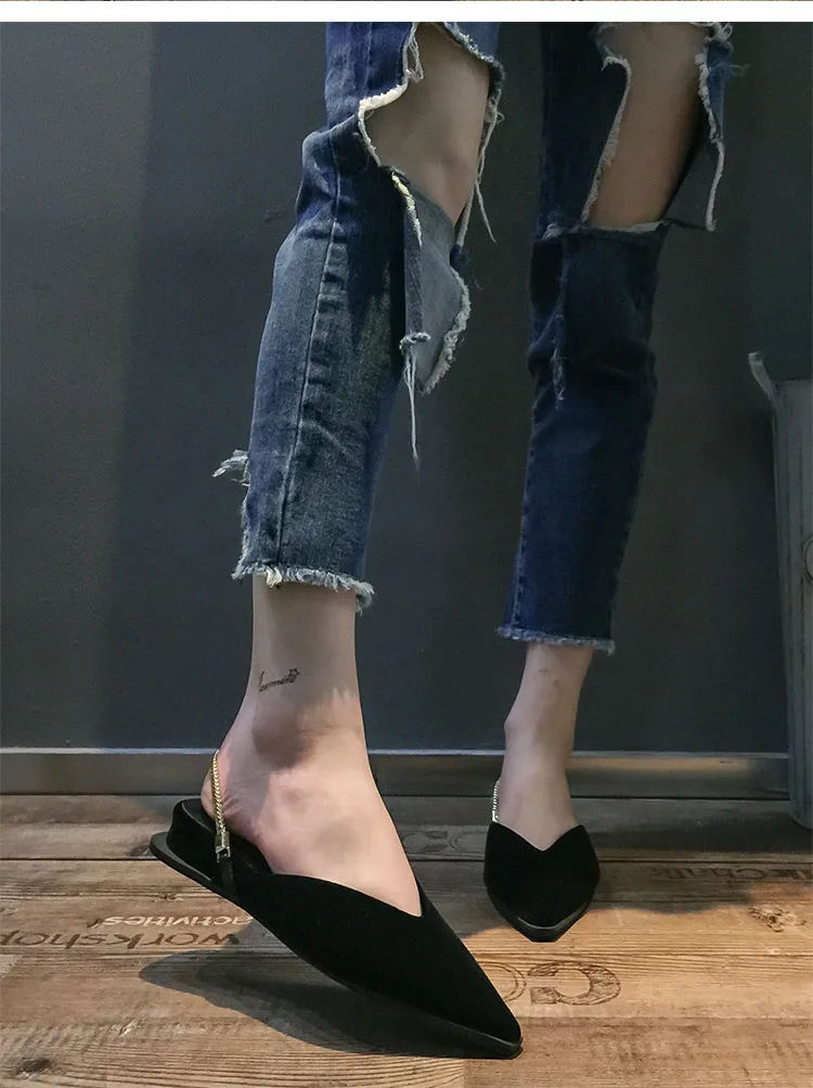 Шлепанцы XGRAVITY женские из натуральной кожи заостренный носок на плоской подошве