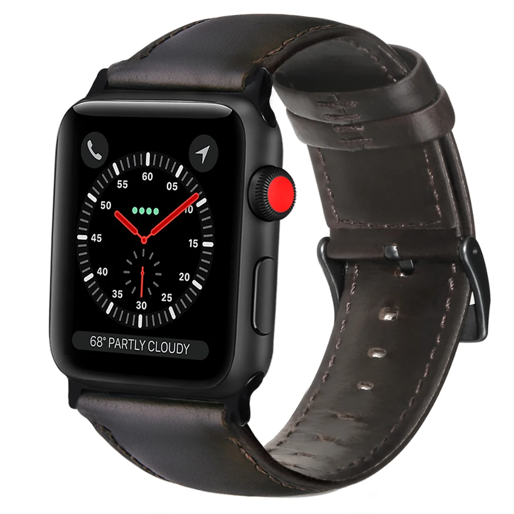 

for Apple WatchLeather band Genuine Wax Oil Skin watchband 40mm 44mm Series 5/4/3 Replacement Strap For iwatch 42mm bracelet