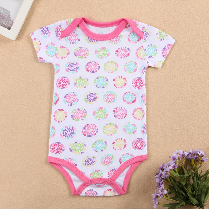 3 шт. детский хлопковый комбинезон с коротким рукавом и круглым вырезом|baby girl|3 pcs