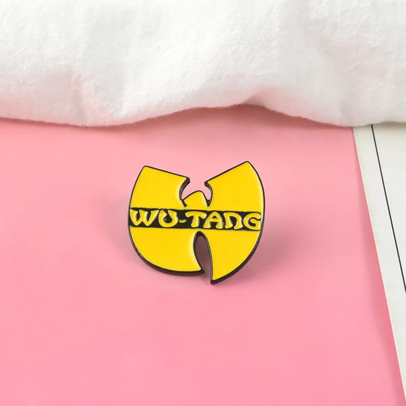 Qihe ювелирные изделия Wu-Tang клановая булавка Старая школа хип-хоп классный желтый логотип броши Wu tang подарок для любителей музыки