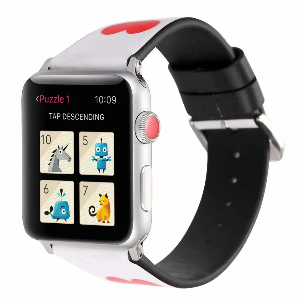 Кожаный ремешок с сердечком для часов Apple watch 4 5 44 40 мм мужские/женские часы