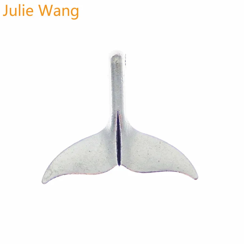 Julie Wang, 10 шт., сплав, серебро, хвост русалки, рыба, каудальные плавники, Подвески для ожерелье с кулоном, фурнитура, сделай сам, аксессуары для изготовления ювелирных изделий