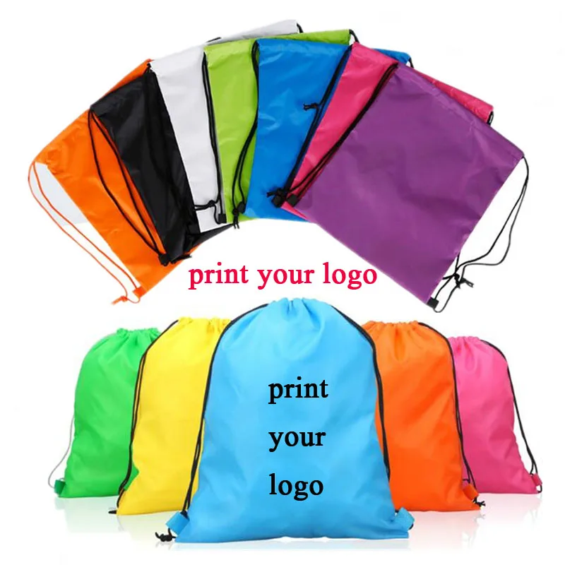 500 шт. Пользовательский логотип рюкзак на шнурке высококачественные сумки из