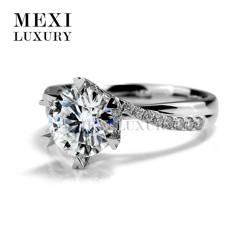 Круглый 1.5Ct EF Moissanites Винтаж 18 К белого золота Для женщин Юбилей кольцо Гарантия