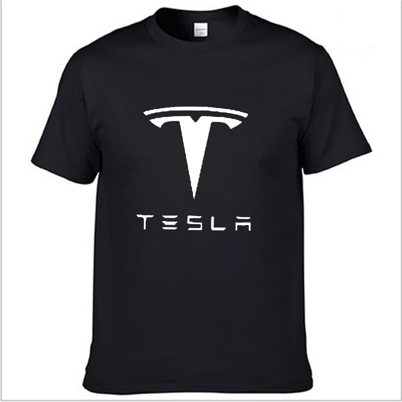 Мужская футболка с коротким рукавом и логотипом Tesla Car, летняя повседневная мужская однотонная хлопковая футболка, модная мужская одежда в стиле хип-хоп Harajuku - Цвет: 804