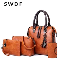 women composite bag luxury leather purse and handbags famous brands designer sac top handle female shoulder bag 4pcs ladies set