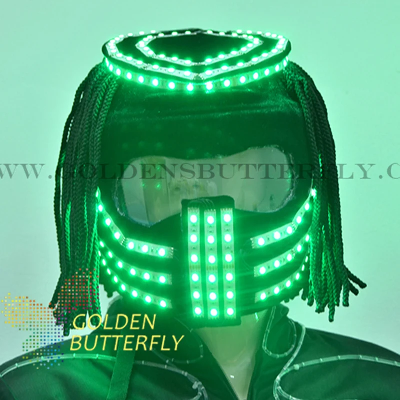 Светодиодный шлем цветной яркий свет Alien с батареей 2017 светодиодная светящаяся