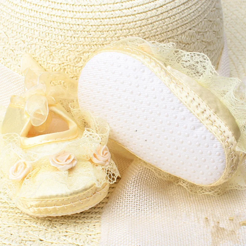 

2019 Baby Girls Shoes Cute Lace Princess Shoes Newborn Infant Toddler Crib Shoes Soft Sole Floor First Walkers