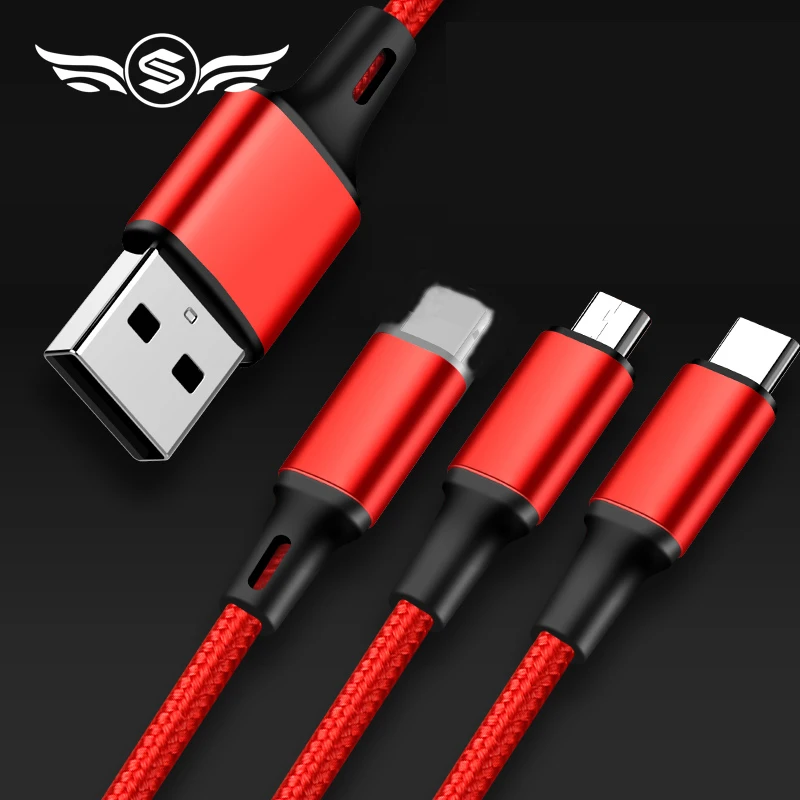 Горячая 3 в 1 Micro usb type C кабель для зарядного устройства Мульти Usb порт несколько Usb кабель для зарядки Usbc кабели для мобильных телефонов для samsung