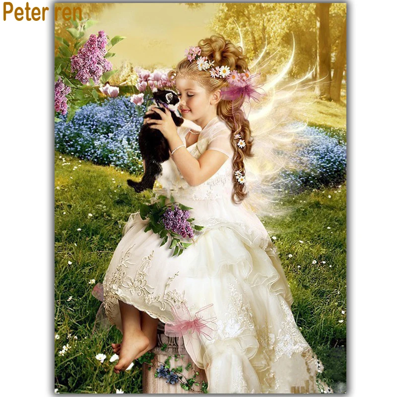 

Diamond Embroidery Girls and cats Diy Diamond painting Tulip Garden 3D Full Square Diamond mosaic Rhinestone Embroidery painting