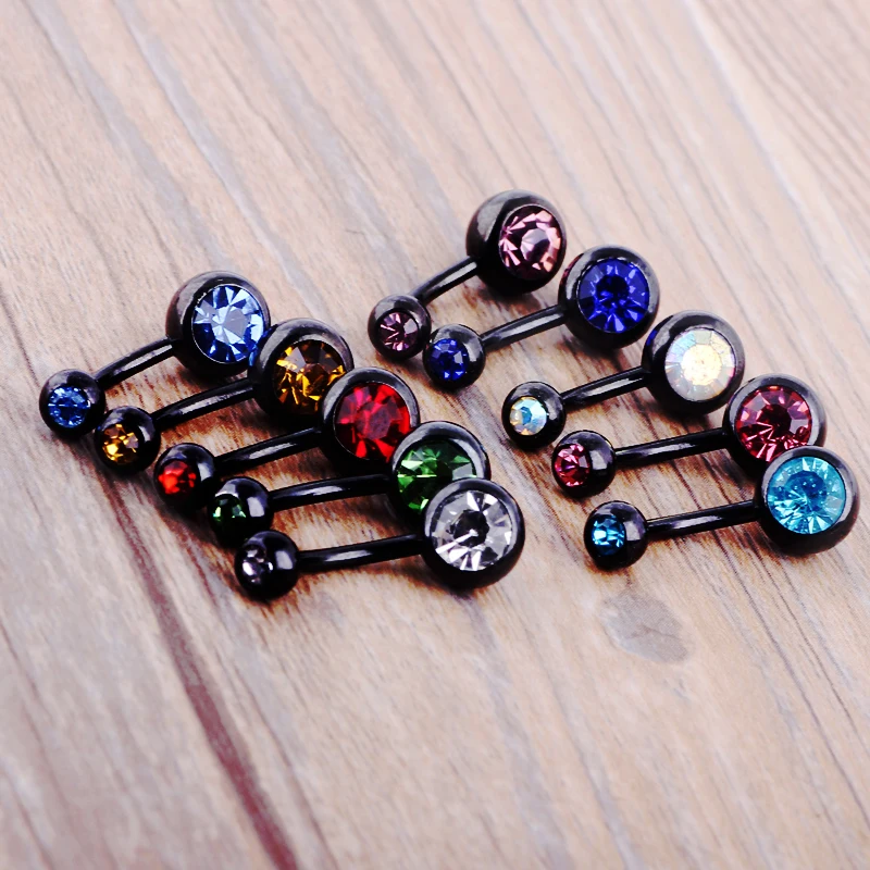 JunlowPY Navel Piercing Jewelry Sexy Crystal Double Gem Ball Stainless Steel Belly Button Rings Body Pircing Ombligo | Украшения и